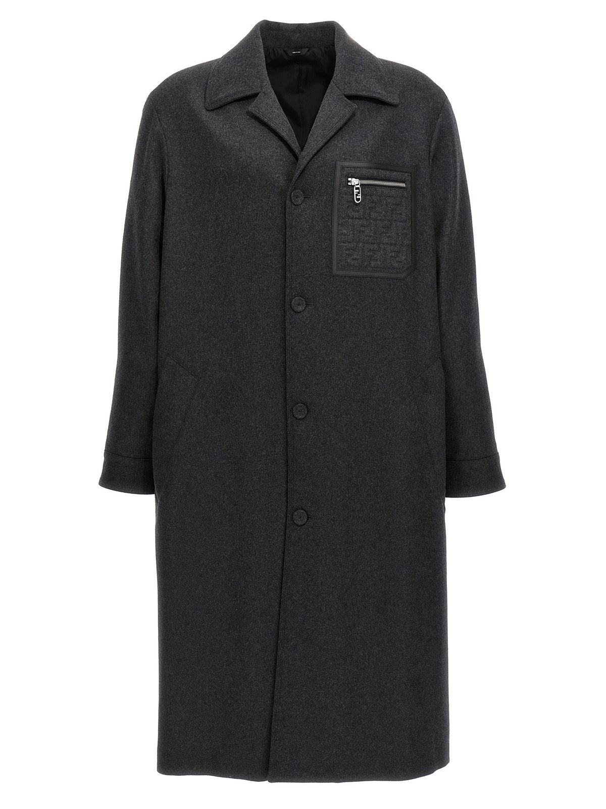 Fendi Single Breasted Cashmere Coat Grey