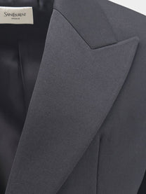Saint Laurent Men's Single Breasted Certified Wool Blazer Black
