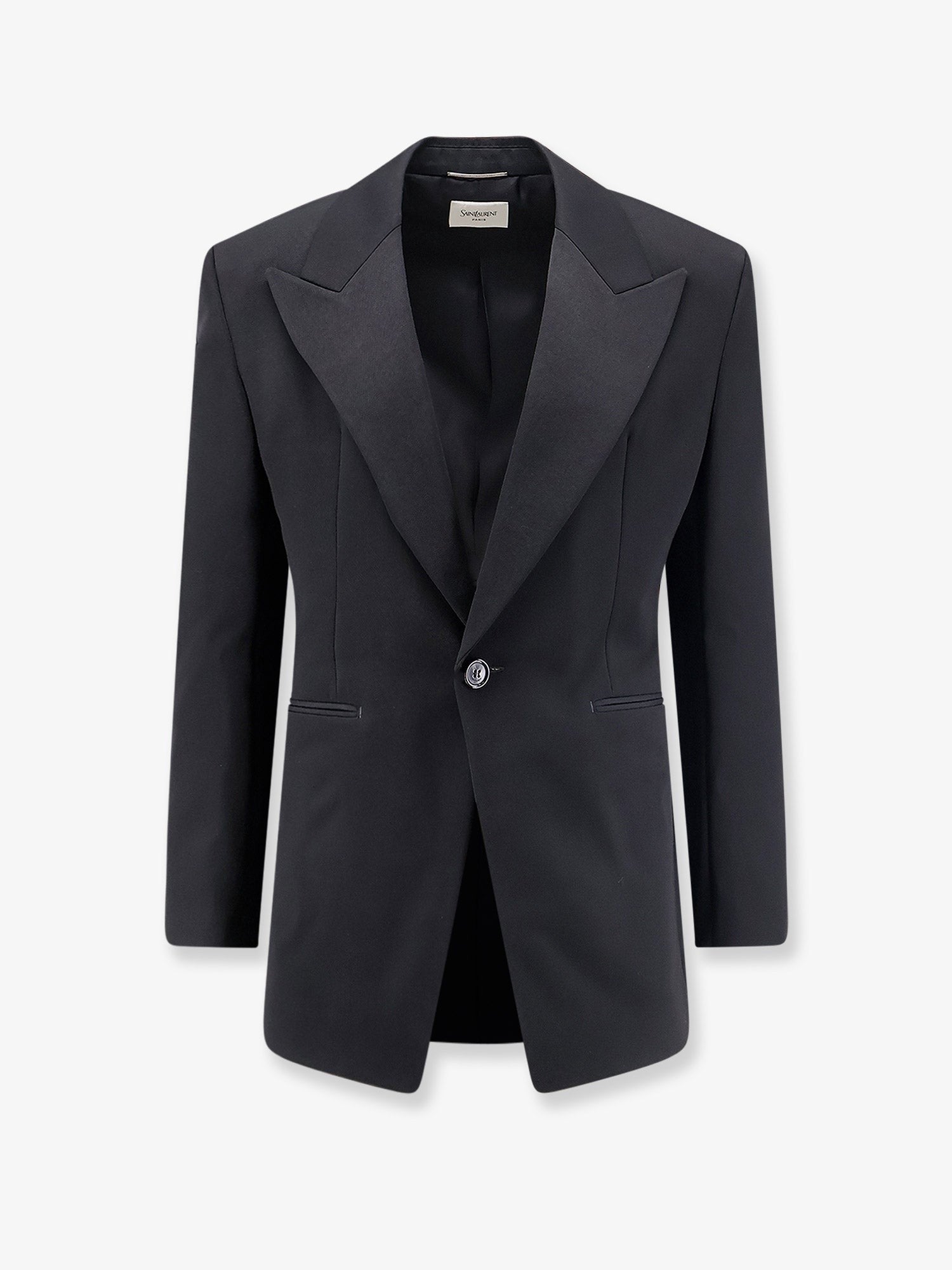 Saint Laurent Men's Single Breasted Certified Wool Blazer Black