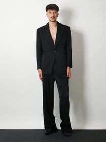 Saint Laurent Men's Single Breasted Certified Wool Blazer Black