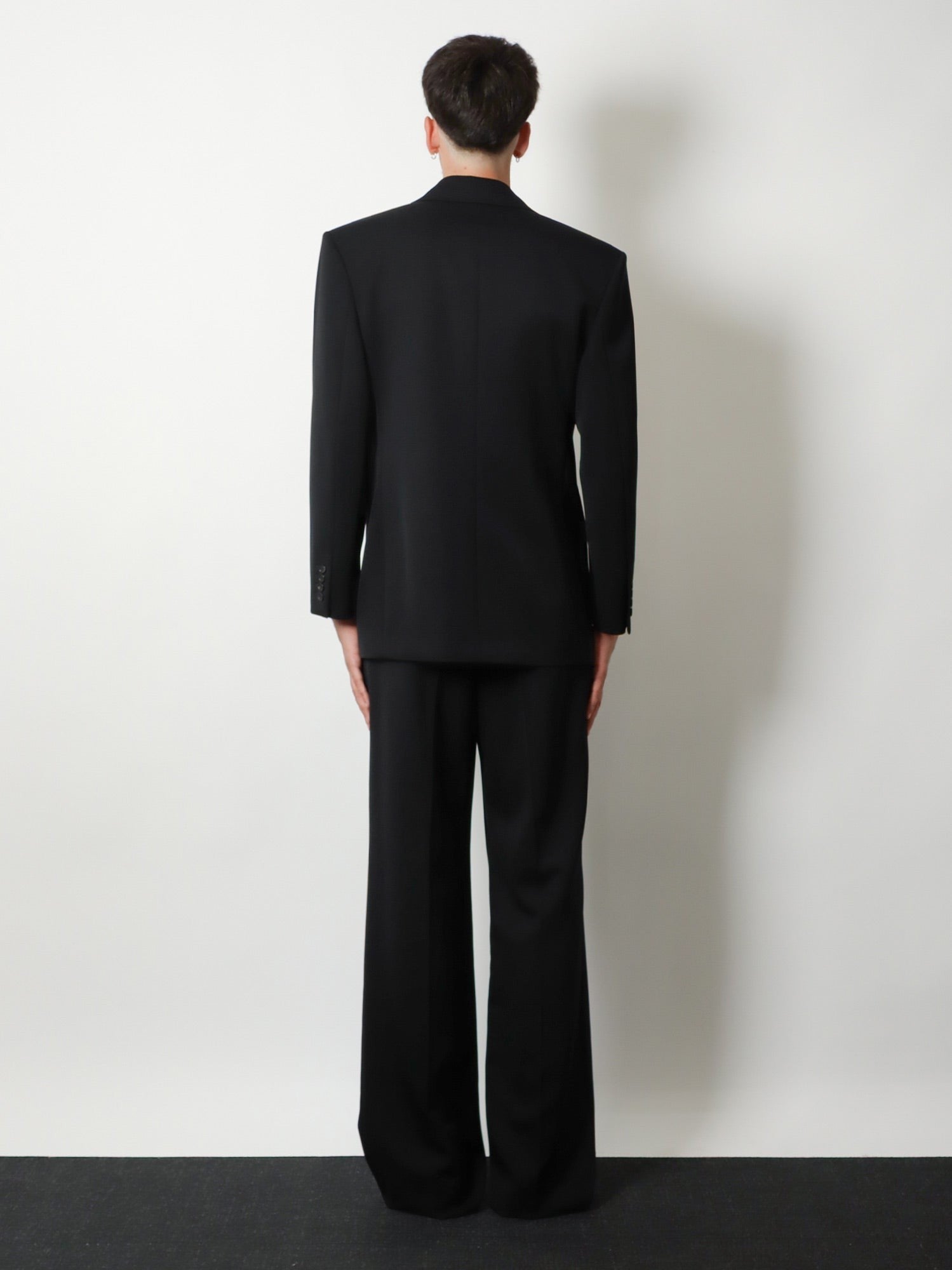 Saint Laurent Men's Single Breasted Certified Wool Blazer Black