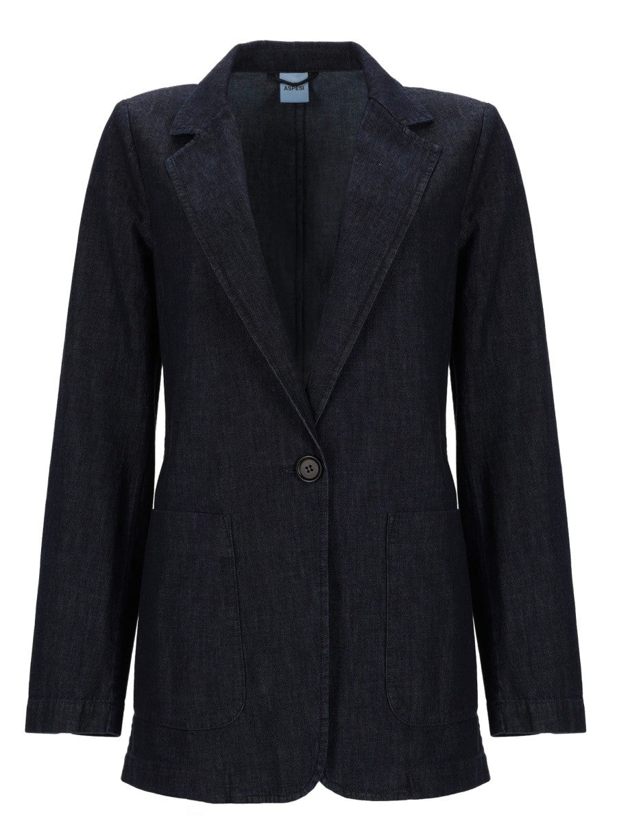 ASPESI Women's Single Breasted Denim Jacket Blue