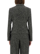Dolce &amp; Gabbana Women's Single Breasted Jacket in Wool Blend Dot Grey, view 4