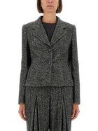 Dolce &amp; Gabbana Women's Single Breasted Jacket in Wool Blend Dot Grey