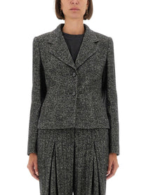 Dolce &amp; Gabbana Women's Single Breasted Jacket in Wool Blend Dot Grey