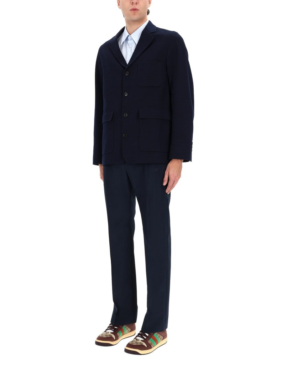 Gucci Men's Single Breasted Jacket Blue
