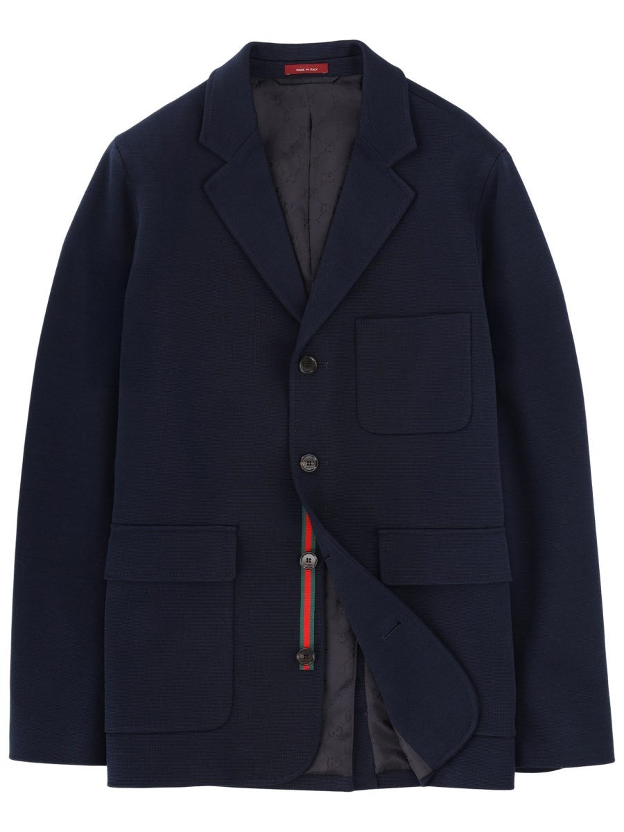 Gucci Men's Single Breasted Jacket Blue