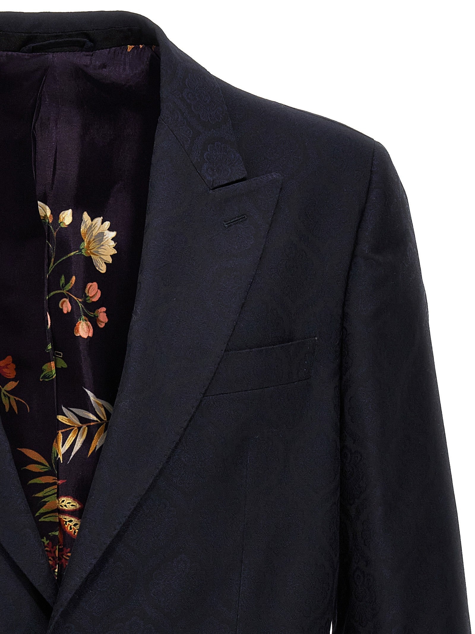 ETRO Single Breasted Jacquard Blazer Blue