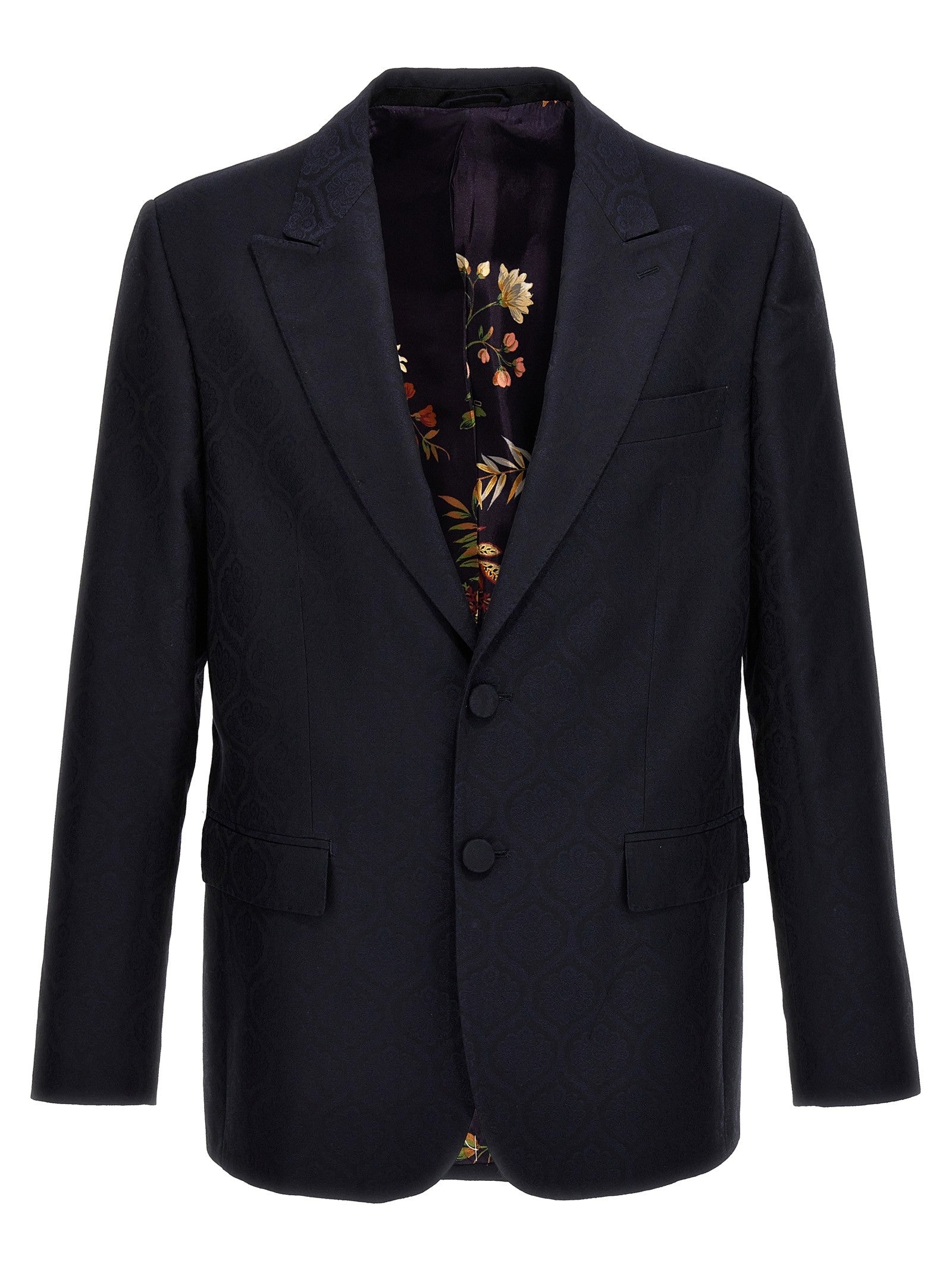 ETRO Single Breasted Jacquard Blazer Blue