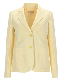 Michael Kors Women's Single Breasted Linen Blazer Yellow