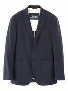 Herno Men's Single Breasted Linen Jacket Blue
