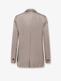 Alysi Women's Single Breasted Satin Blazer Beige
