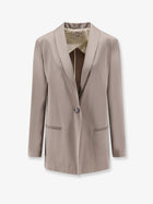 Alysi Women's Single Breasted Satin Blazer Beige