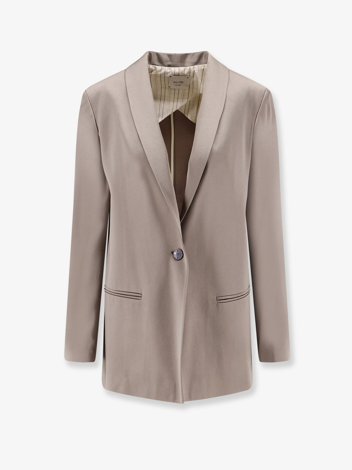 Alysi Women's Single Breasted Satin Blazer Beige