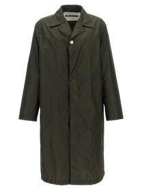 Jil Sander Single Breasted Trench Coat Green