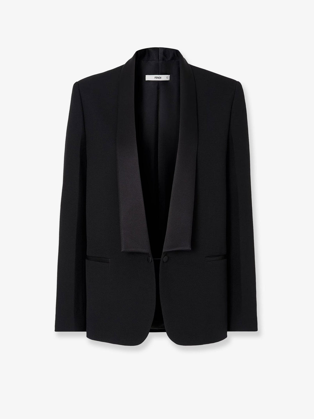 Fendi Women's Single Breasted Virginn Wool Blazer Black