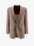 Brunello Cucinelli Men's Single Breasted Wool and Cashmere Blazer Beige