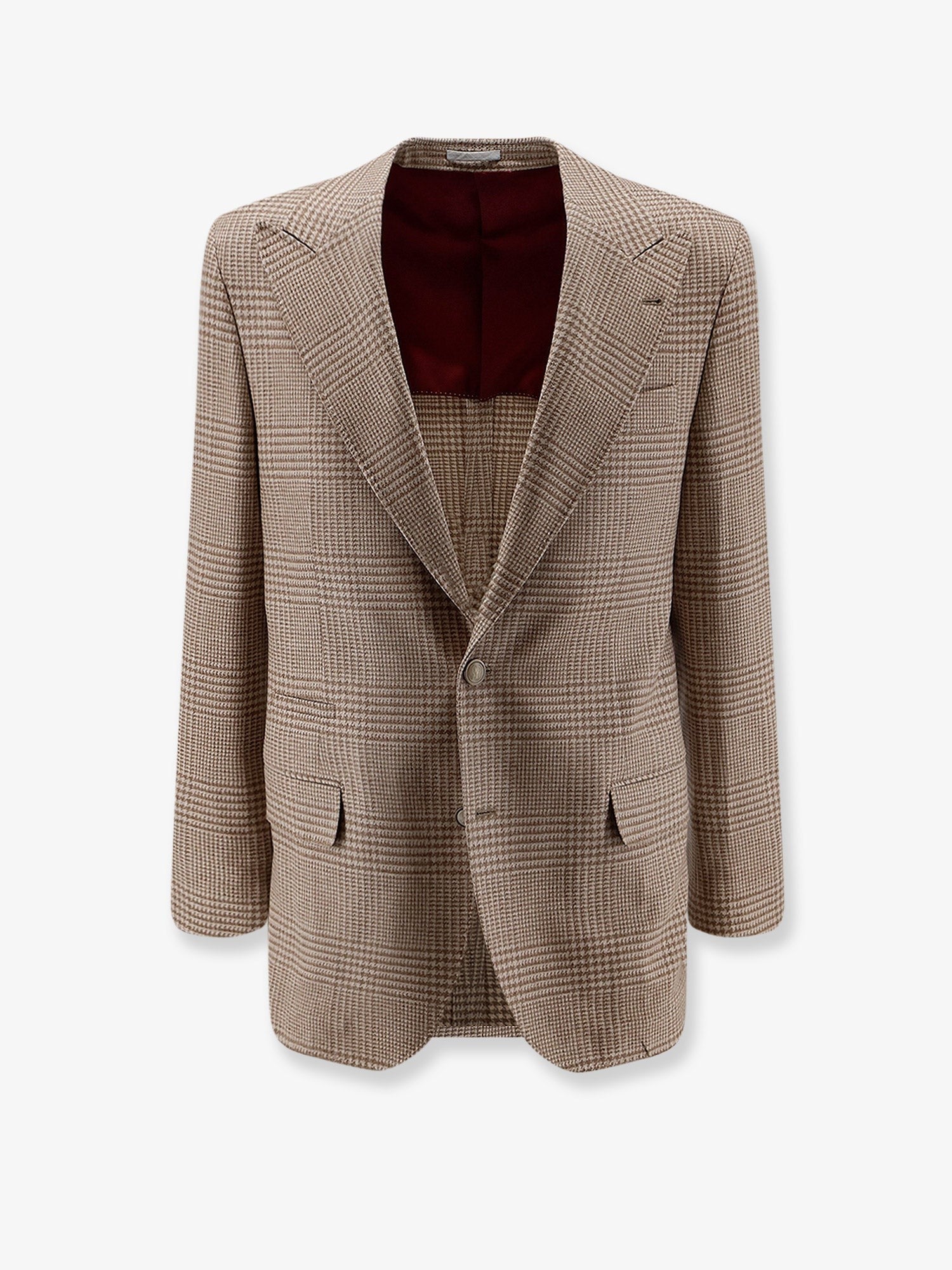 Brunello Cucinelli Men's Single Breasted Wool and Cashmere Blazer Beige