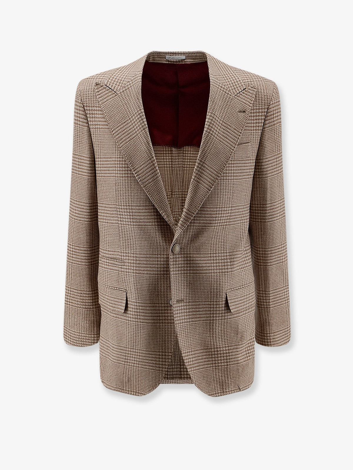 Brunello Cucinelli Men's Single Breasted Wool and Cashmere Blazer Beige
