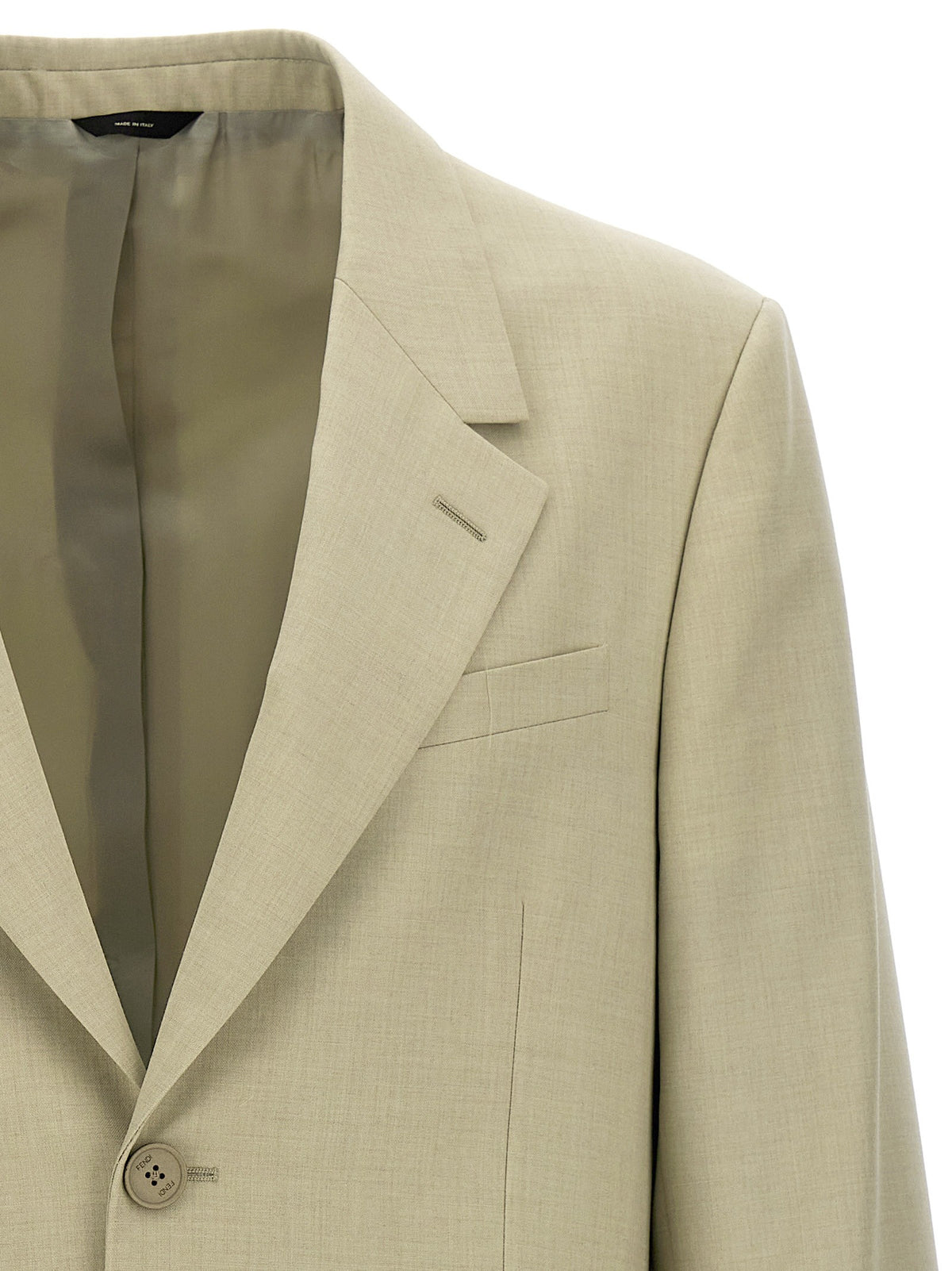 Fendi Single Breasted Wool Blazer Beige, view 3