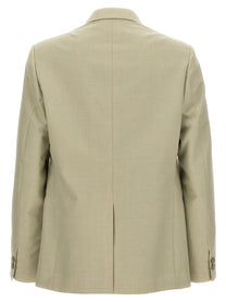 Fendi Single Breasted Wool Blazer Beige