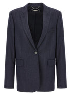 Stella McCartney Single Breasted Wool Blazer Blue