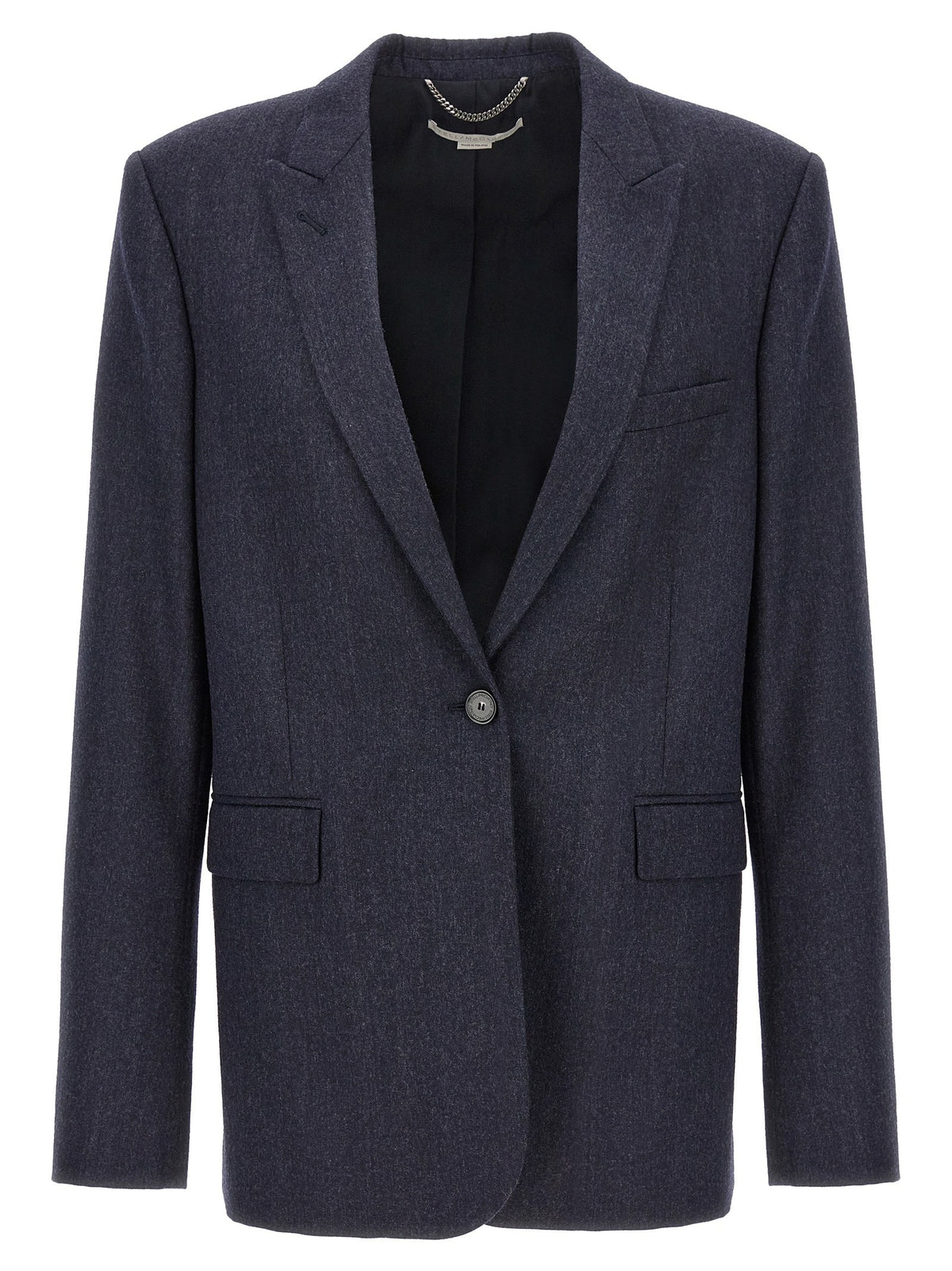 Stella McCartney Single Breasted Wool Blazer Blue
