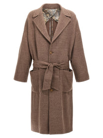 ETRO Single Breasted Wool Coat Beige