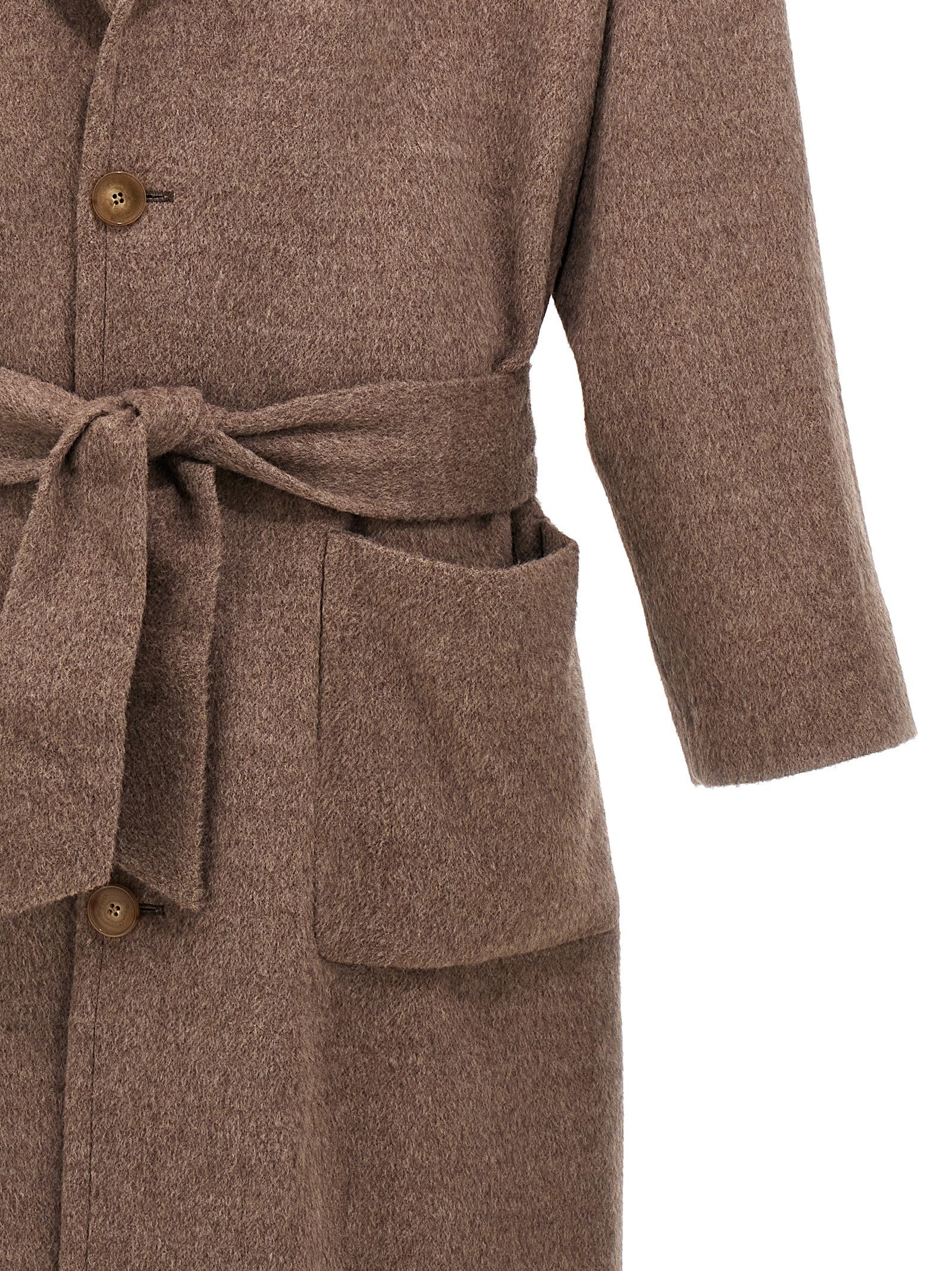 ETRO Single Breasted Wool Coat Beige