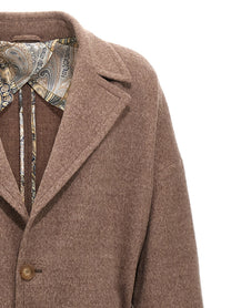 ETRO Single Breasted Wool Coat Beige