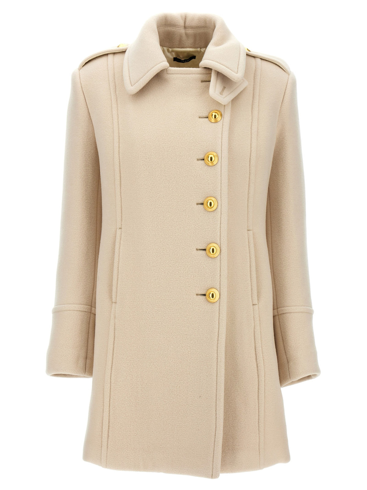 Tom Ford Single Breasted Wool Coat White
