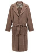 ETRO Single Breasted Wool Coat Beige