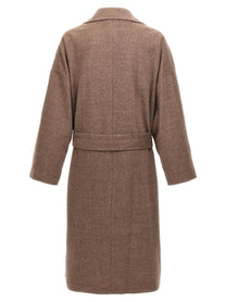 ETRO Single Breasted Wool Coat Beige