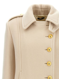 Tom Ford Single Breasted Wool Coat White