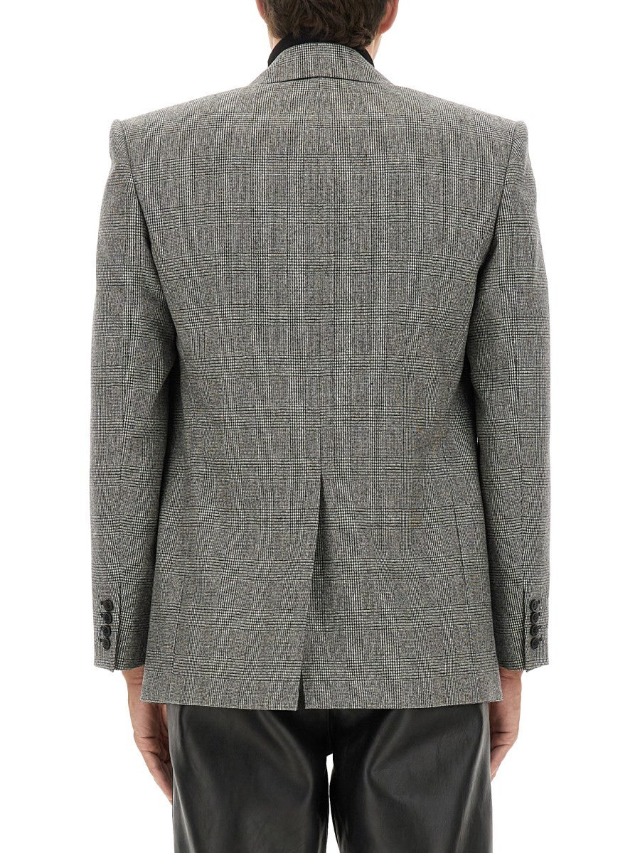 Saint Laurent Men's Single Breasted Wool Flannel Jacket Grey, view 3