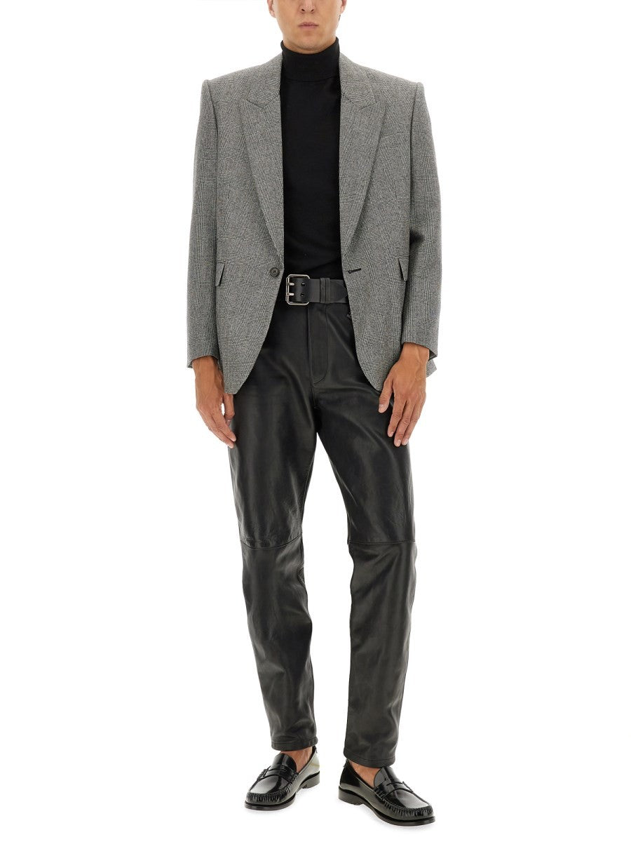 Saint Laurent Men's Single Breasted Wool Flannel Jacket Grey, view 2