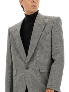 Saint Laurent Men's Single Breasted Wool Flannel Jacket Grey, view 4