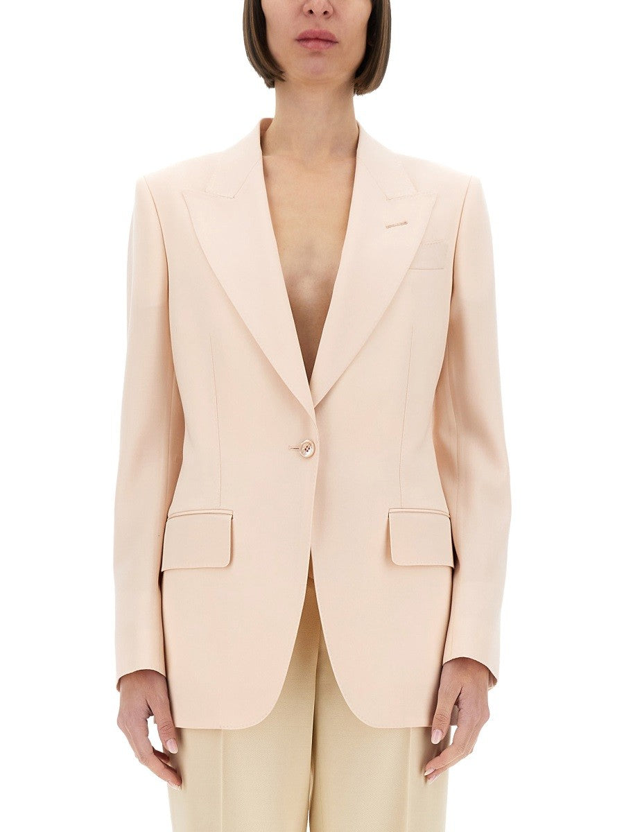 Tom Ford Women's Single Breasted Wool Jacket Blue