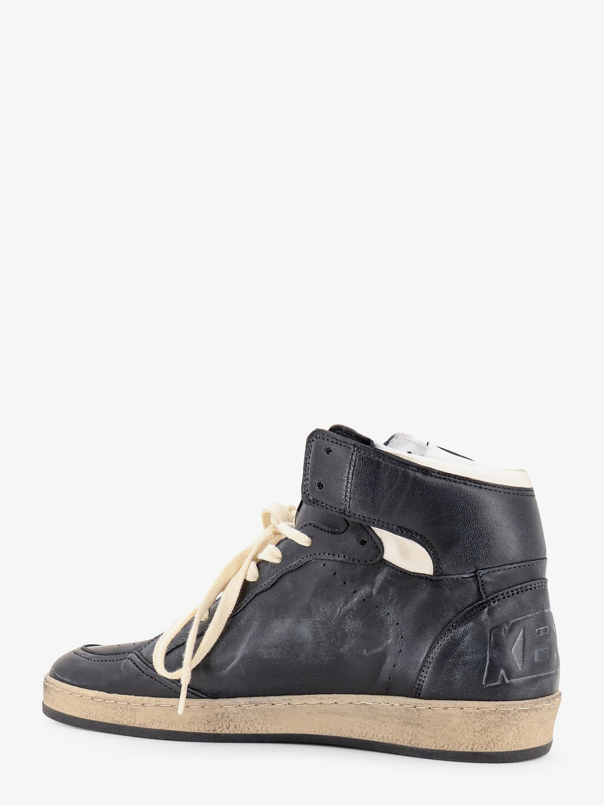 Golden Goose Men's Sky Star Sneakers in Leather Black, view 3