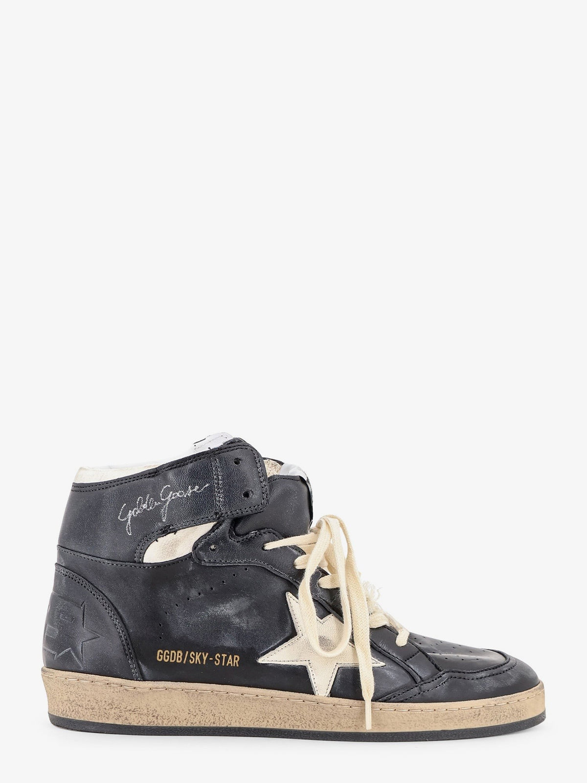 Golden Goose Men's Sky Star Sneakers in Leather Black