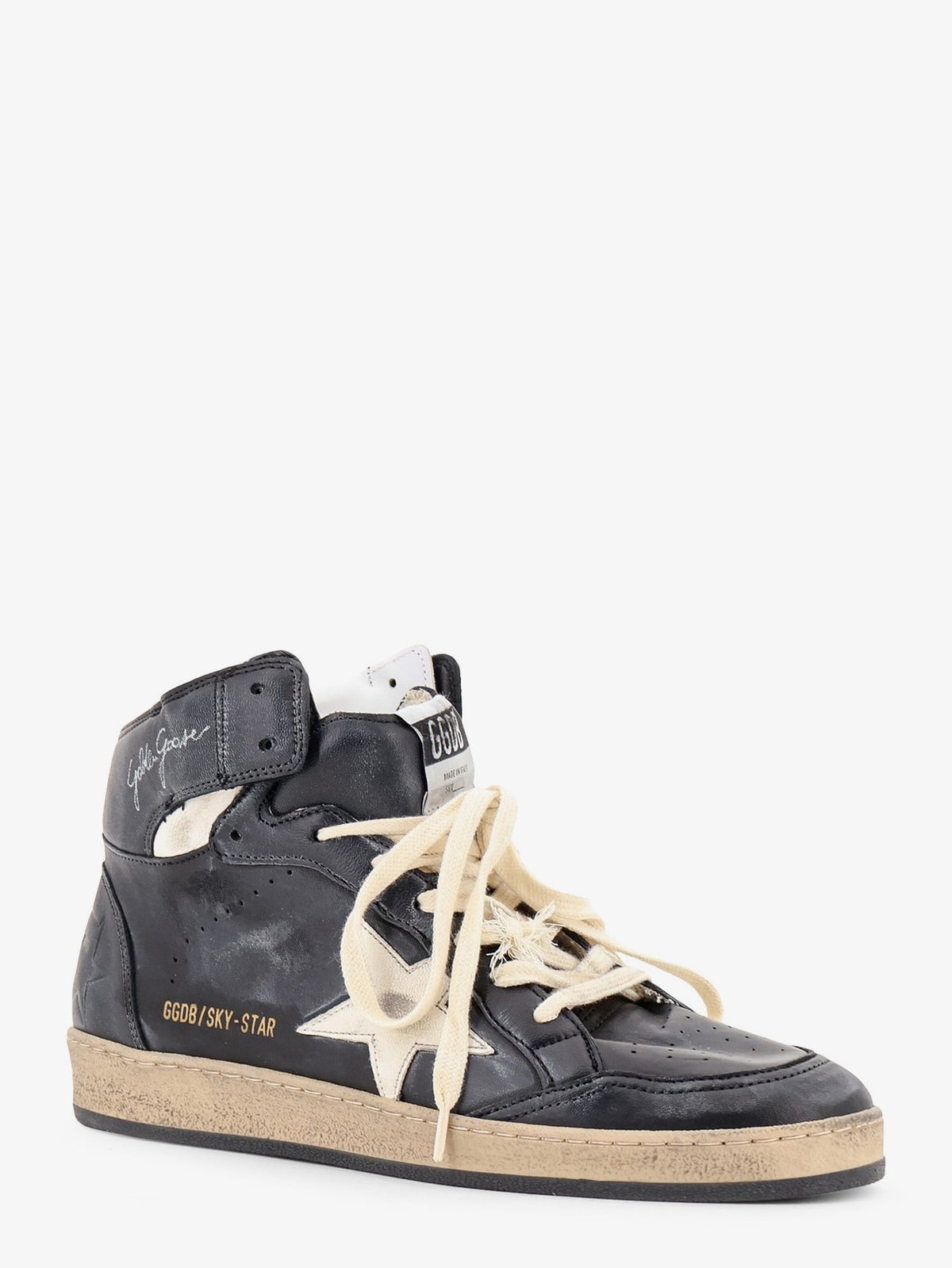 Golden Goose Men's Sky Star Sneakers in Leather Black, view 2