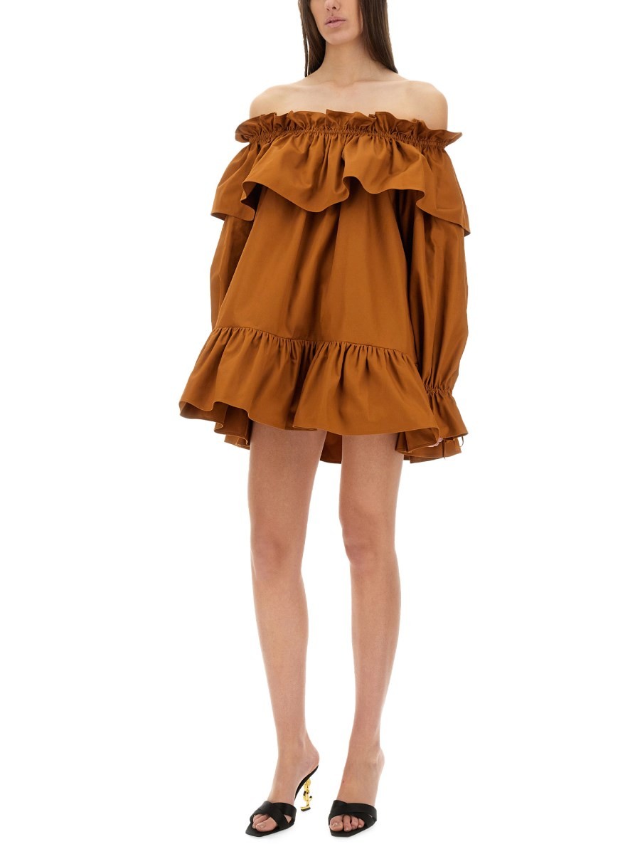 Saint Laurent Women's Sleeve Dress Brown, view 2