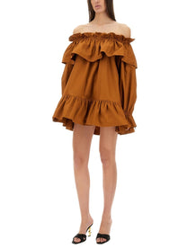Saint Laurent Women's Sleeve Dress Brown, view 2