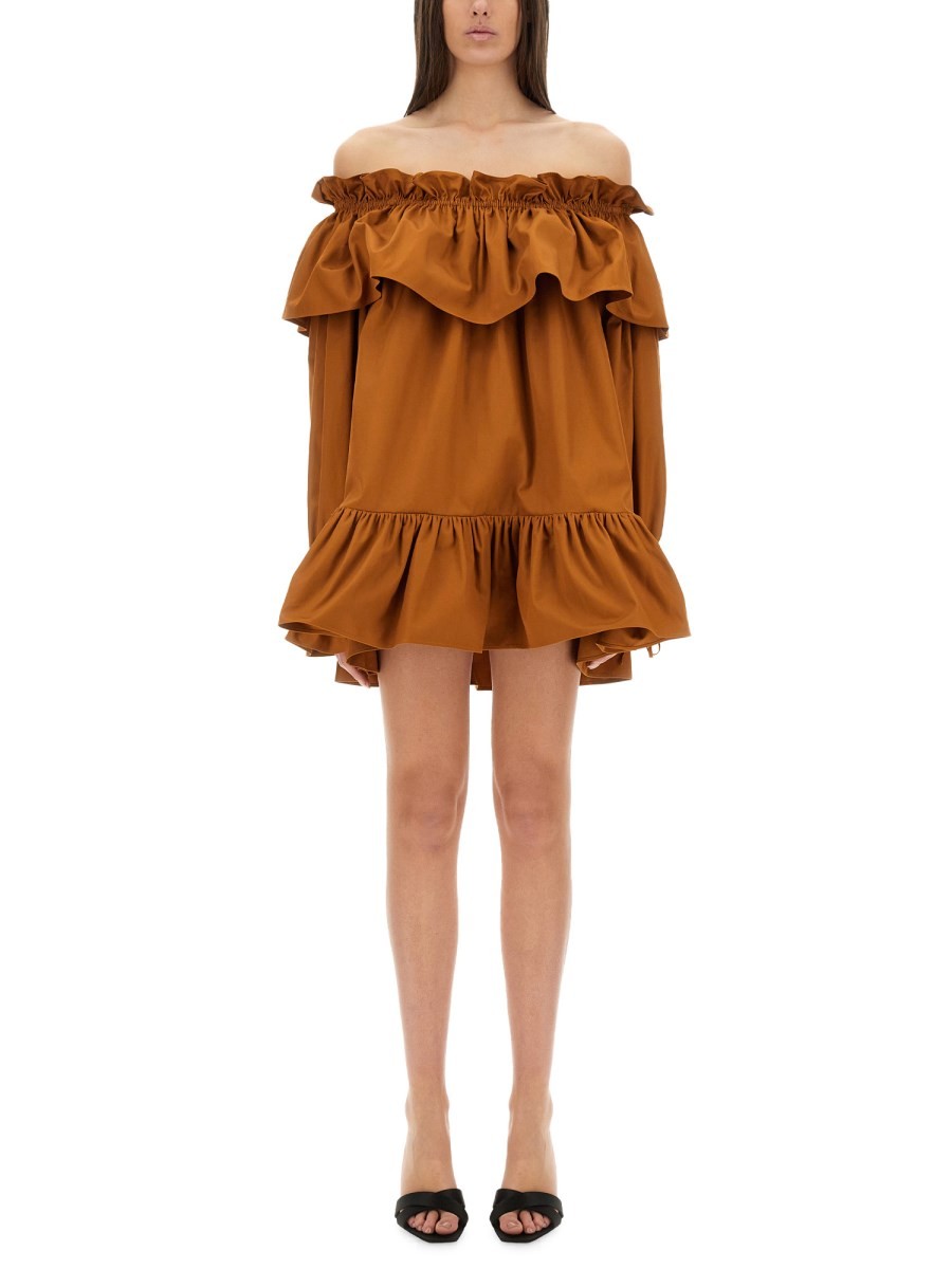 Saint Laurent Women's Sleeve Dress Brown