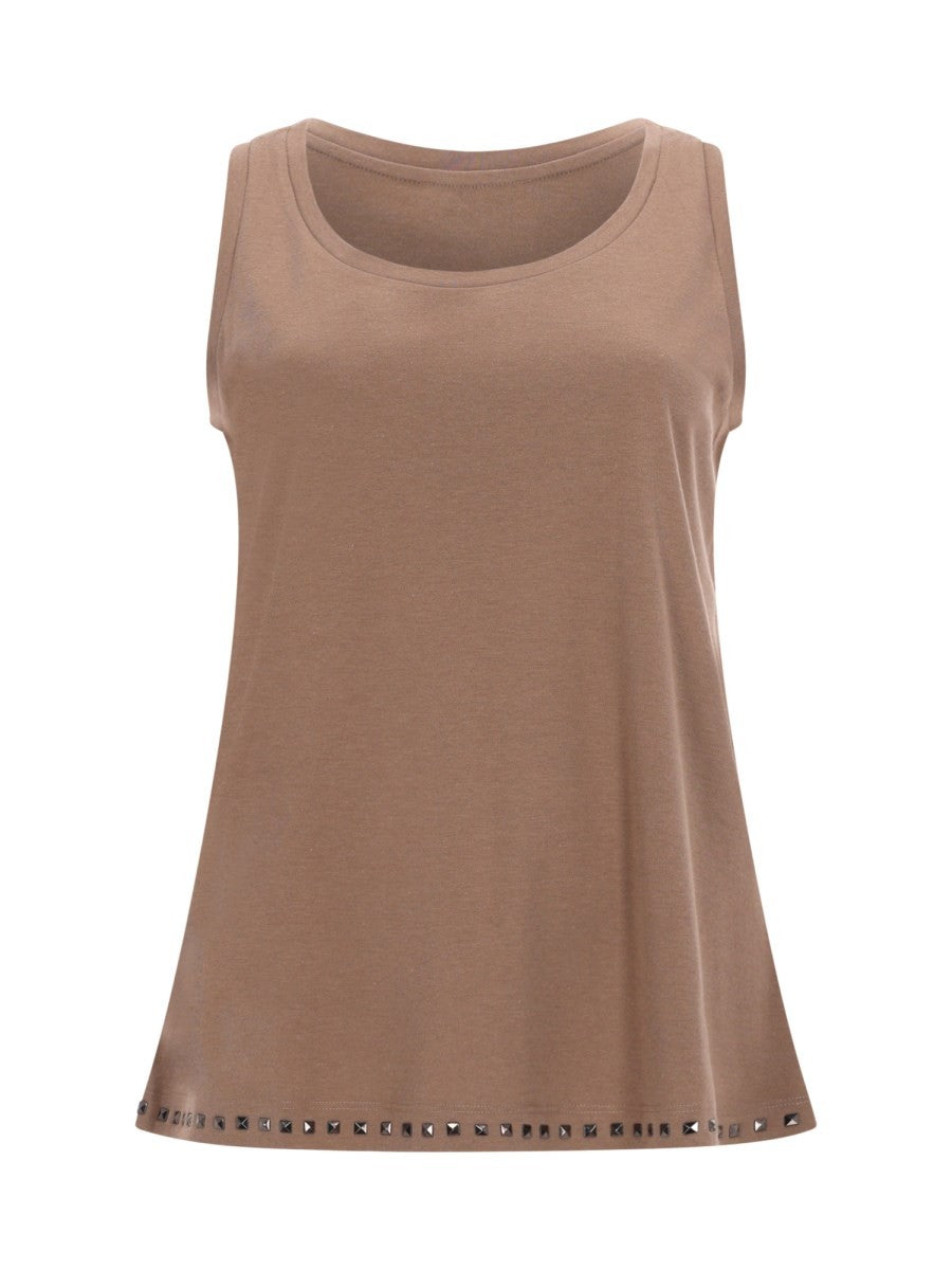 S MAX MARA Women's Sleeveless Cotton Top Beige