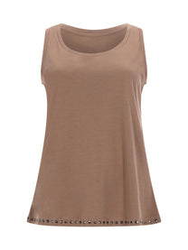 S MAX MARA Women's Sleeveless Cotton Top Beige