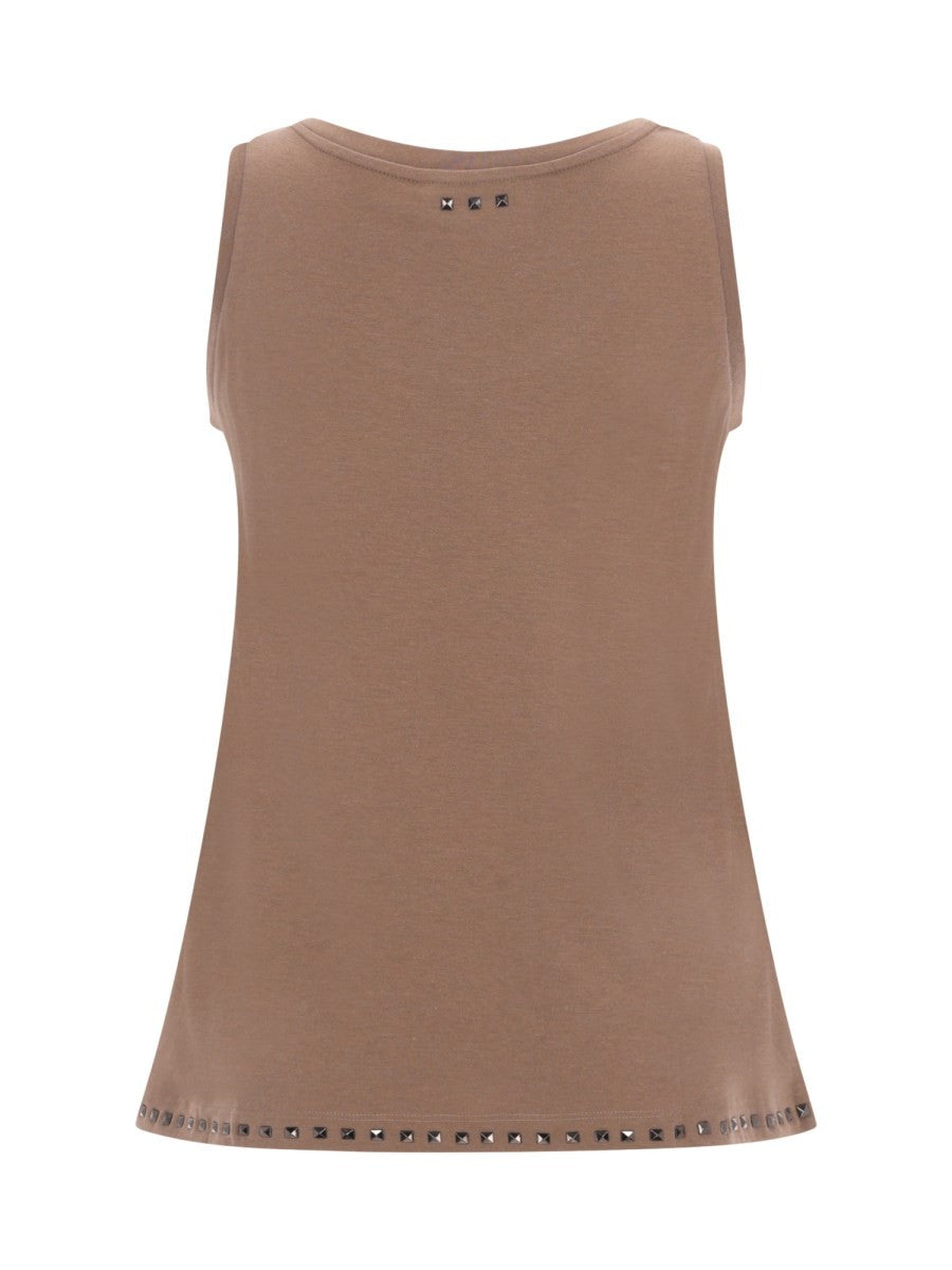 S MAX MARA Women's Sleeveless Cotton Top Beige