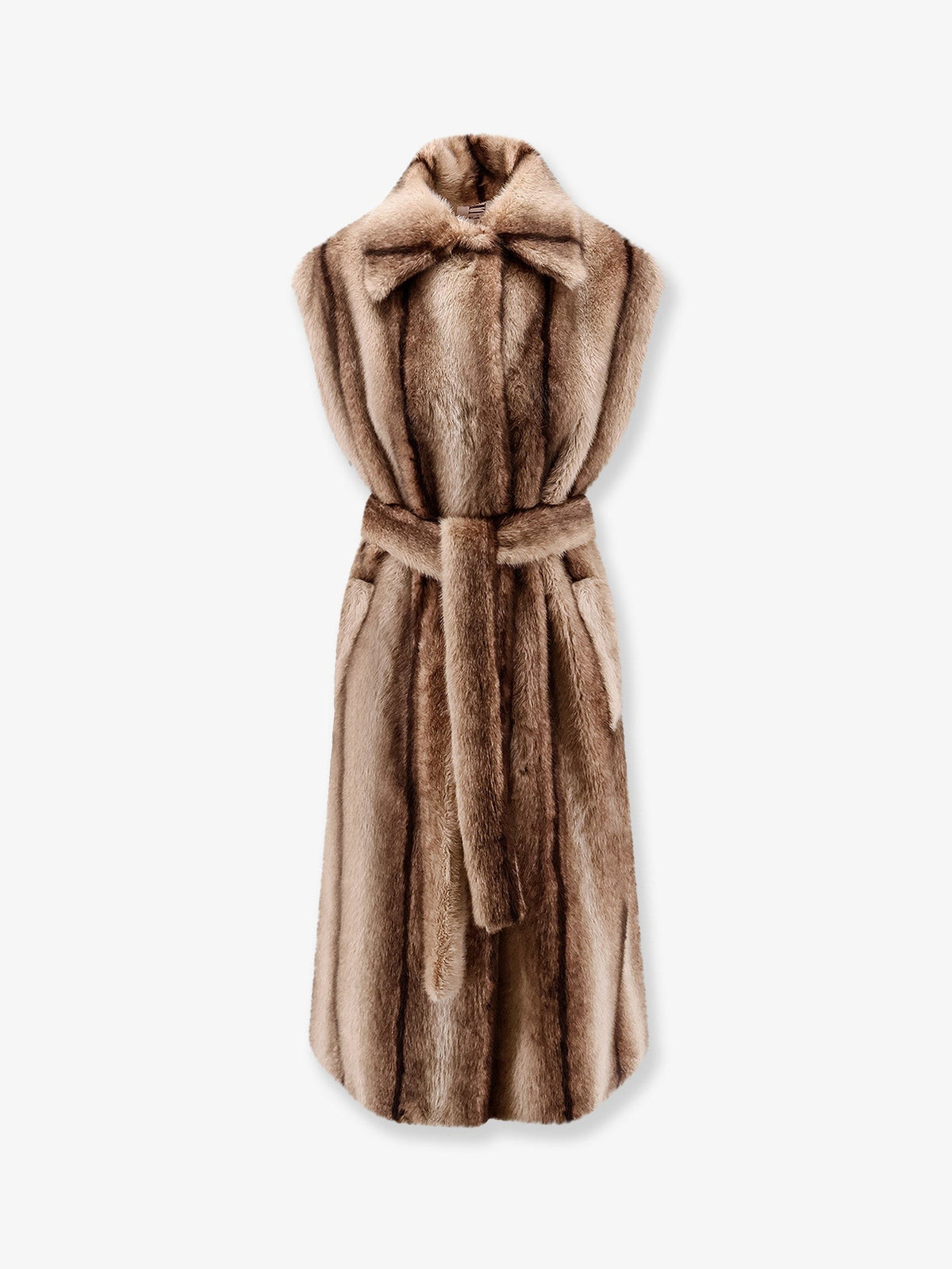 Valentini 1972 Women's Sleeveless Faux Fur Coat Desert