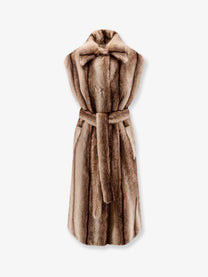 Valentini 1972 Women's Sleeveless Faux Fur Coat Desert