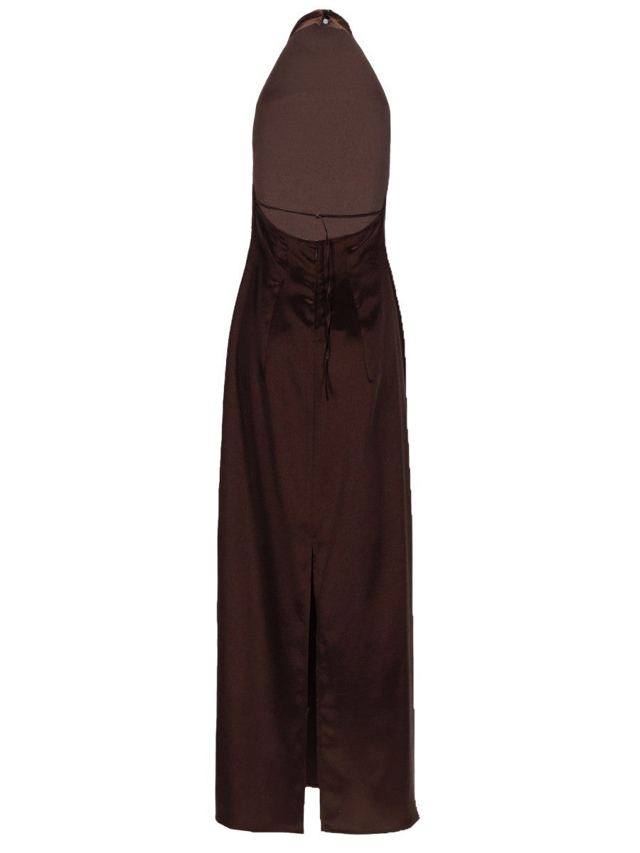 Alysi Women's Sleeveless Long Dress Brown